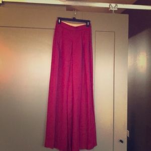 Magenta Massimo Dutti High Rise Wide Leg Trouser